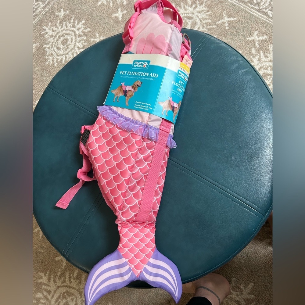 Pet Flotation Aid with Pink Mermaid Design L